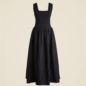 J. Crew Black Midi Square-Neck Sundress